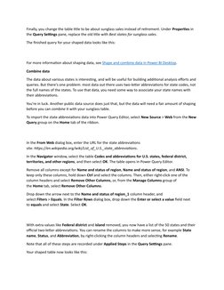 Finally, you change the table title to be about sunglass sales instead of retirement. Under Properties in 
the Query Settings