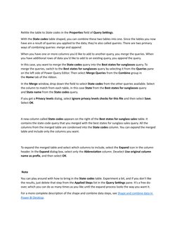 Retitle the table to State codes in the Properties field of Query Settings.
With the State codes table shaped, you can combin