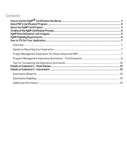 Contents 
How to Use the PgMP® Certification Handbook .......................................................................
