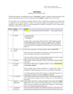 Seed Round Investment Term Sheet | PDF | Securities (Finance) | Investing