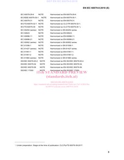 EN IEC 60079-0:2018 (E) 
3 
IEC 60079-29-4 
NOTE 
Harmonized as EN 60079-29-4. 
IEC/IEEE 60079-30-1 
NOTE 
Harmonized as EN 6