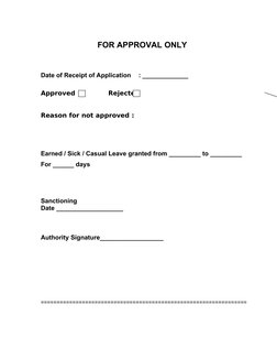 FOR APPROVAL ONLY
Date of Receipt of Application
: _________