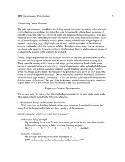 Tpb Questionnaire Exercise Example TPB Questionnaire Construction Guide | PDF | Intention | Attitude ...