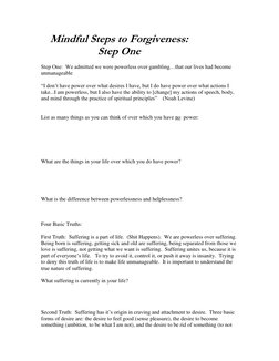 Step One Powerlessness Worksheet.pdf Mindful Steps to Forgiveness Guide | PDF | Noble Eightfold Path ...