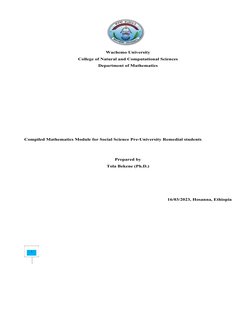 1 
 
 
 
Wachemo University 
College of Natural and Computational Sciences 
Department of Mathematics