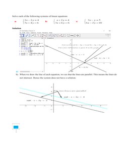 7 
Solve each of the following systems of linear equations 
 
Solution  
a) 
 
b) When we draw the line of each equation, w