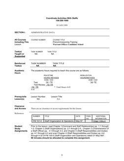 Coordinate Activities With Staffs
158-200-1000
01 JAN 1999
SECTION I.
ADMINISTRATIVE DATA
All Courses
COURSE NUMBER
COURSE TI