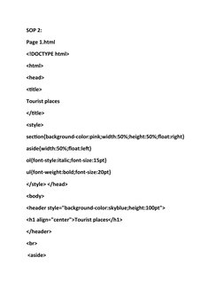 Tourist Places HTML Code for Class 12 | PDF