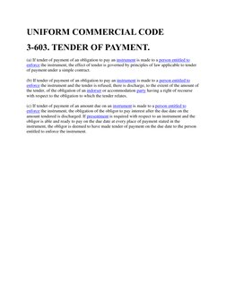 Ucc Codes.pdf UCC 3-603: Tender of Payment Explained | PDF