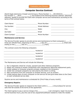 Computer Service Agreement Template