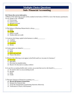 Financial Accounting MCQs for Exams | PDF | Debits And Credits ...