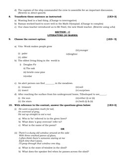 d) The captain of the ship commanded the crew to assemble for an important discussion. 
(Rewrite in direct speech) 
8. 
Trans