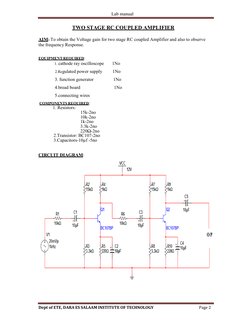 Two Stage RC Coupled Amplifier Lab Manual | PDF | Amplifier ...