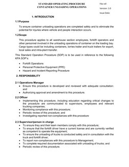 Container Unloading SOP Guidelines | PDF | Forklift | Personal ...
