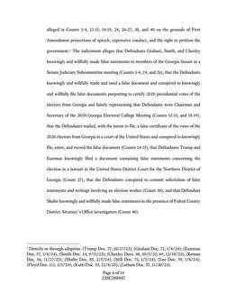 Page 6 of 14 
23SC188947 
alleged in Counts 3-4, 12-15, 18-19, 24, 26-27, 30, and 40 on the grounds of First 
Amendment prote