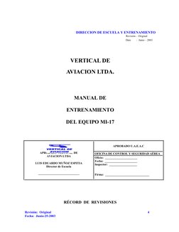 DIRECCION DE ESCUELA Y ENTRENAMIENTO
           Revisión :  Original
           Date        :  Junio – 2003
VERTICAL DE 
AVIA