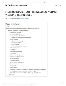 Welding Works Method Statement Guide | PDF | Welding | Construction