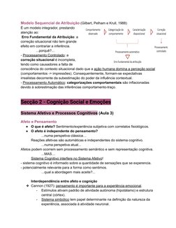Modelo Sequencial de Atribuição (Gilbert, Pelham e Krull, 1988)
É um modelo integrador, prestando
atenção ao:
Erro Fundamenta