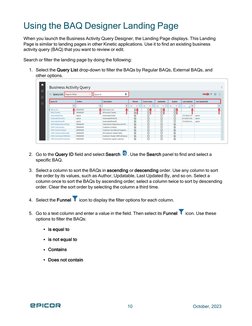 Using the BAQ Designer Landing Page
When you launch the Business Activity Query Designer, the Landing Page displays. This Lan