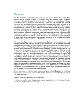 Disclaimer
This document is for informational purposes only and is subject to change without notice. This
document and its co