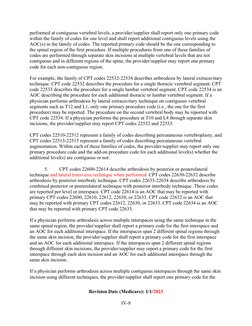 Revision Date (Medicare): 1/1/2023
IV-8
performed at contiguous vertebral levels, a provider/supplier shall report on