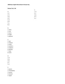 Answer Simple Word 1000 Basic English Words 4 Answers | PDF