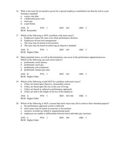 16.
What is the term for an incentive given for a special employee contribution not directly tied to a per-
formance standard