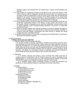 specified audience and motivate them into unified action in support of AFP programs and 
activities. 
4. To help broaden the
