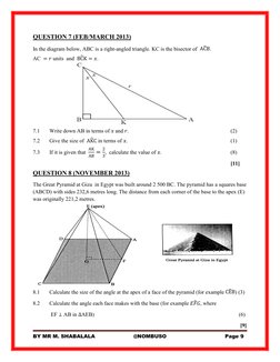 BY MR M. SHABALALA
@NOMBUSO
Page 9
QUESTION 7 (FEB/MARCH 2013)
In the diagram below, ABC is a right-angled triangle. KC is th