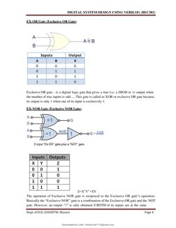 DIGITAL SYSTEM DESIGN USING VERILOG (BEC302)
Dept. of ECE, GSSSIETW, Mysuru
Page 4
EX-OR Gate (Exclusive OR Gate)