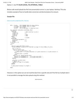 Read Excel Files in ABAP: Code Examples | PDF | Microsoft Excel | File ...