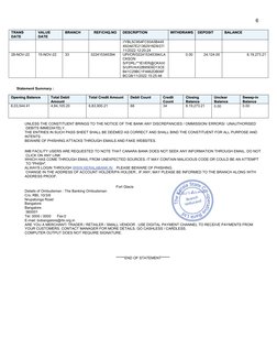 Statement Summary :
Opening Balance
Total Debit 
Amount
Total Credit Amount
Debit Count
Credit
Count
Closing
Balance
Unclear