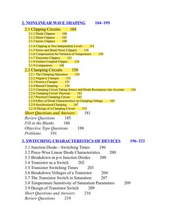 2. NONLINEAR WAVE SHAPING.........104–195
2.1 Clipping Circuits.........104
2.1.1 Diode Clippers.........104
2.1.2 Shunt Clip