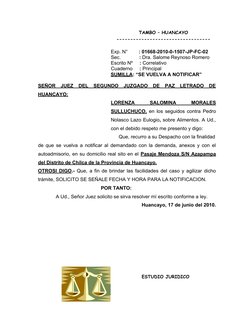 TAMBO – HUANCAYO
---------------------------------- 
Exp. N°        : 01668-2010-0-1507-JP-FC-02
Sec.           : Dra. Salome