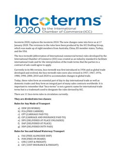 Incoerm Incoterms 2020 Overview and Rules | PDF | Supply Chain Management ...