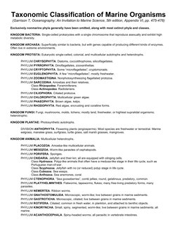 Taxonomic Classification of Marine Life | PDF | Invertebrate | Organisms