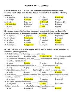 Grade 11 Review Test 2 | PDF