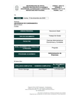 MACROPROCESO DE APOYO  
CÓDIGO:  AAAr113 
PROCESO GESTIÓN APOYO ACADÉMICO 
VERSIÓN: 3 
DESCRIPCIÓN, AUTORIZACIÓN Y LICENC
