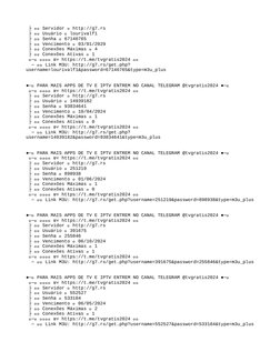 ├ 🔥🎸 Servidor ➤ http://g7.rs 
 ├ 🔥🎸 Usuário ➤ lourivalf1 
 ├ 🔥🎸 Senha ➤ 67146765 
 ├ 🔥🎸 Vencimento ➤ 03/01/2029 
 ├ ?