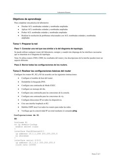 Laboratorio Remoto
Página 2 de 9
Objetivos de aprendizaje
Para completar esta práctica de laboratorio:

Diseñar ACL nombrada