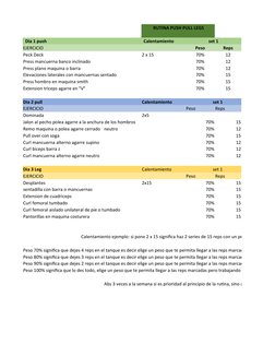 Dia 1 push
Calentamiento
                        set 1
                        set 2
EJERCICIO
Peso
Reps
Peck