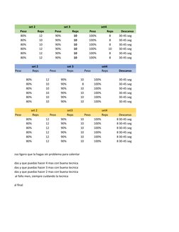 set 2
                         set 3
                       set4
Peso
Reps
Peso
Reps
Peso
Reps
Descan