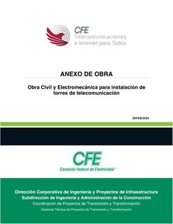 ANEXO DE OBRA 
Obra Civil y Electromecánica para instalación de 
torres de telecomunicación 
 
 
 
28/FEB/2024