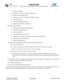 ANEXO DE OBRA 
Civil y Electromecánica para instalación de torres de telecomunicación 
Página 5 de 45 
28 de febrero de 2024
