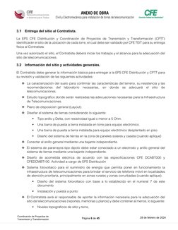 ANEXO DE OBRA 
Civil y Electromecánica para instalación de torres de telecomunicación 
Página 6 de 45 
28 de febrero de 2024