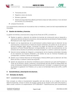 ANEXO DE OBRA 
Civil y Electromecánica para instalación de torres de telecomunicación 
Página 7 de 45 
28 de febrero de 2024
