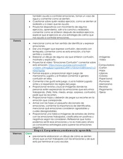 también ayuda a controlar emociones, tomar un vaso de 
agua y comentar como se sienten. 

Cuestionar sobre quién realiza eje