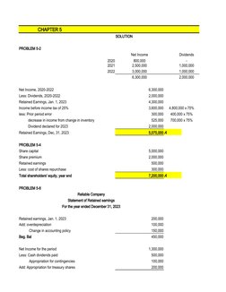 Intermediate Accounting 3 Answer Key | PDF | Dividend | Retained Earnings
