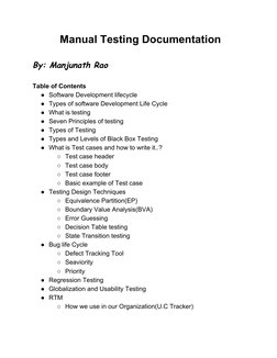 Manual Testing Documentation Guide | PDF | Software Testing | Software Bug