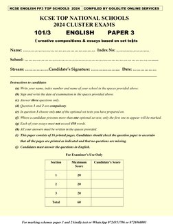 KCSE 2024 English Paper 3 Guide | PDF | Games & Activities | Young Adult